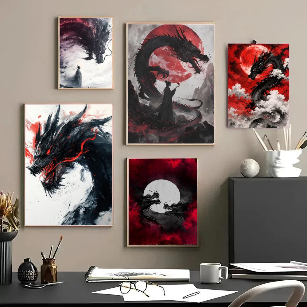Esports Gaming Lounge - Black Dragon Poster Waterdichte stickers Schilderij