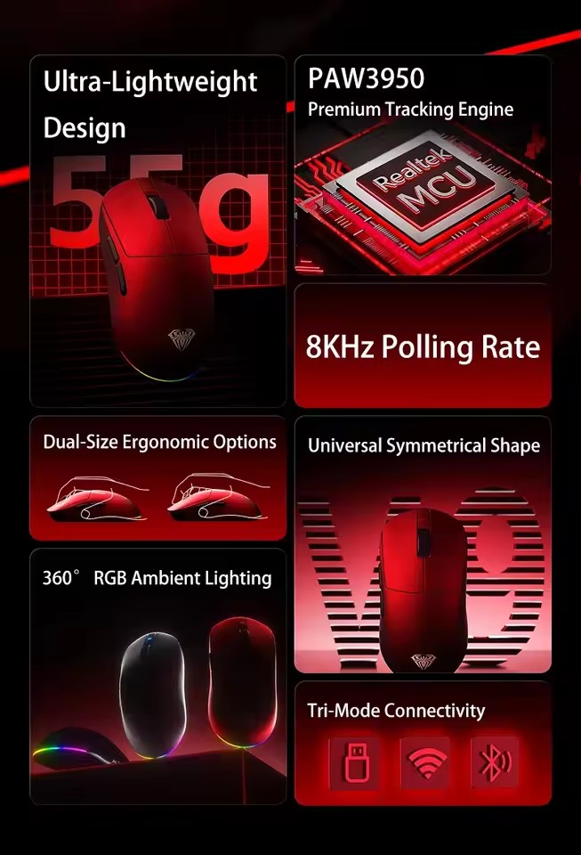 AULA V9 Ultra draadloze muis T - Esports Gaming Mouse Wireless recensie en prijs
